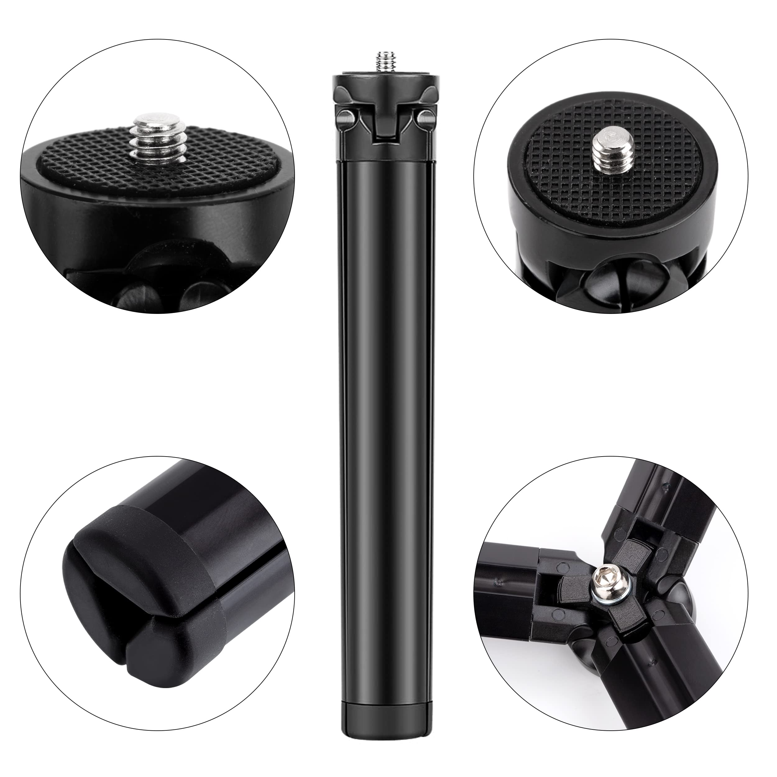 Smartfon Mini aluminiowy statyw do aparatu ze śrubą 1/4" statyw stołowy i podróżny stojak do Gopro Kamera internetowa Telefon Gimbal długi 18 cm czarny