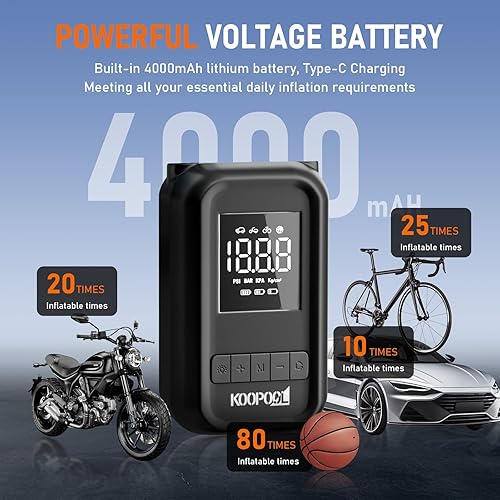 Miniatura 5 de Inflador de neumáticos, compresor de aire portátil, bomba de aire portátil de 150 PSI para automóvil, bicicleta, motocicleta, pelota, bomba