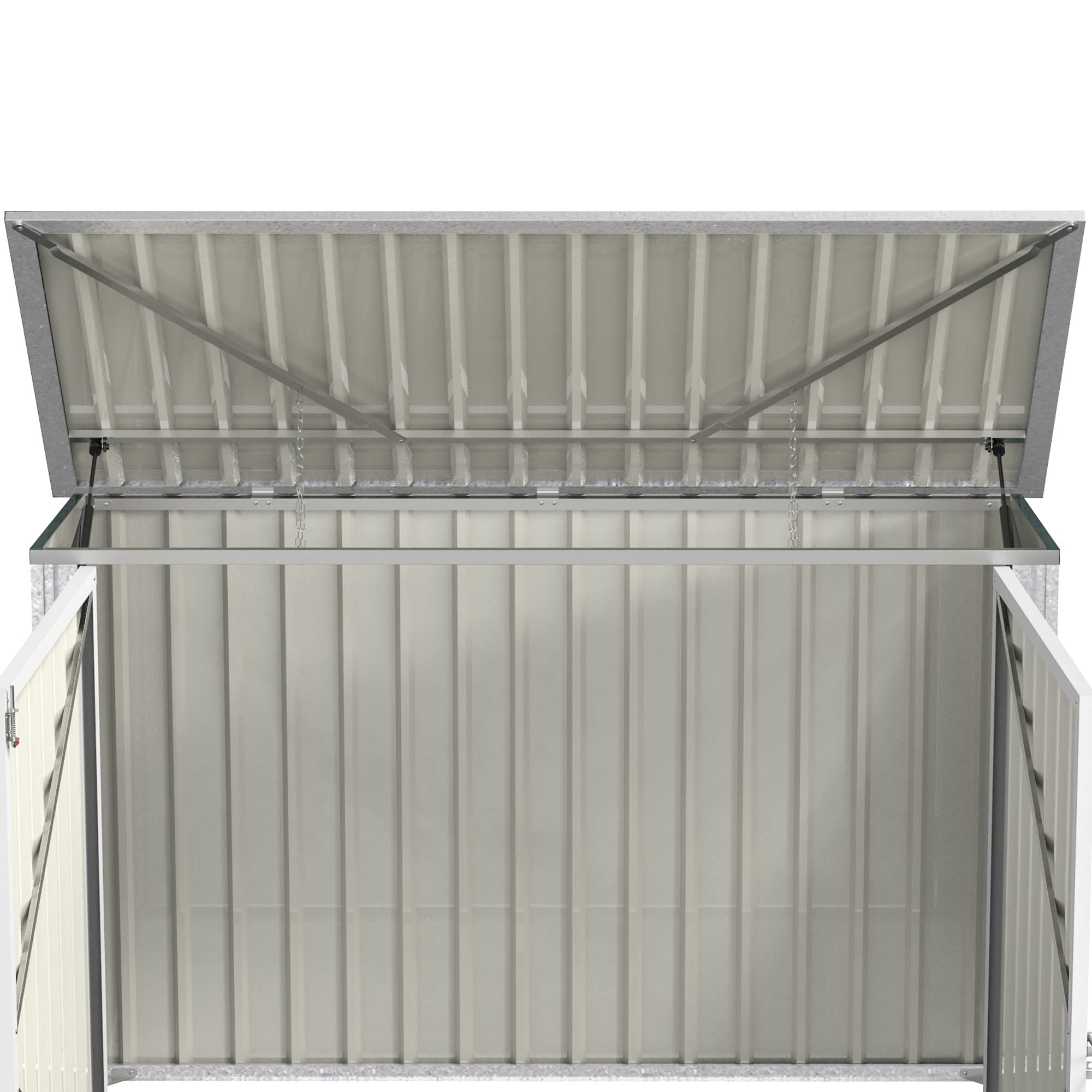 Outsunny Abri Cache Poubelle Double avec Deux Portes et Ouverture Dessus en Acier galvanisé - 178,5 x 104,5 x 128,5/113 cm Vert