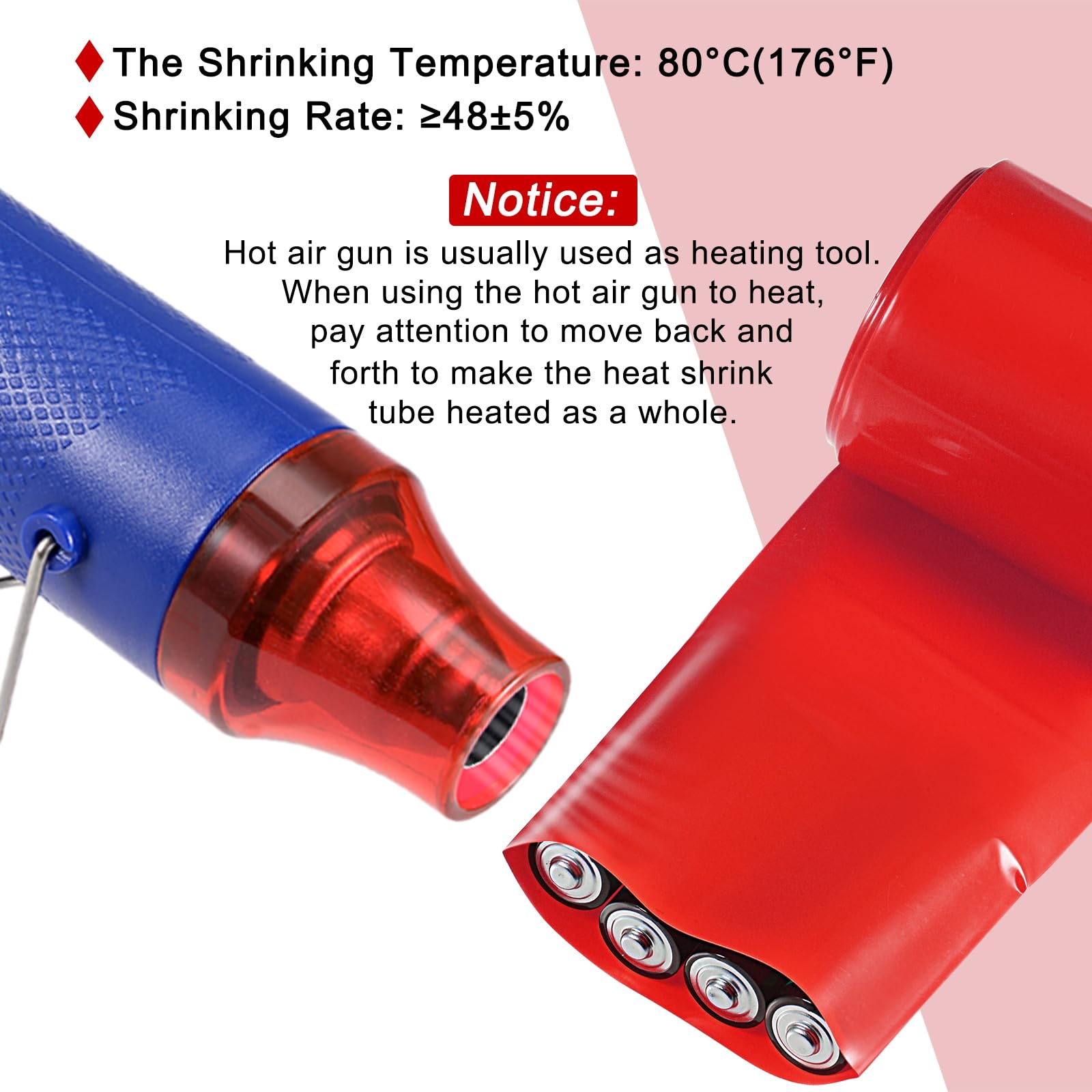 QUARKZMAN Tubo Termorestringente PVC 55mm Dia 85mm Piatto 33 Piedi (10m) Rosso Kit Tubi Termorestringenti per Batteria Guaina Termorestringente Buona Isolazione per Pacco Batterie