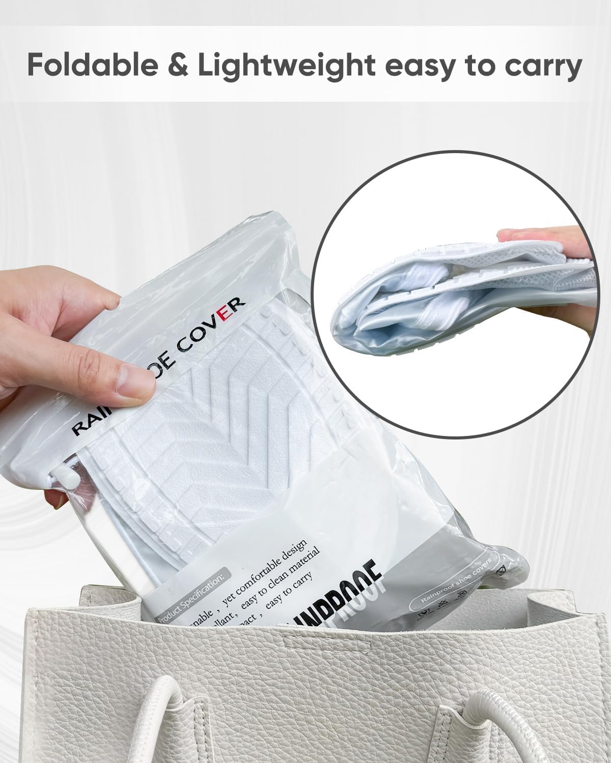 Rain Boots Shoe Covers Waterproof for Men Women Shoe Protectors with Zipper Not-Slip Reusable Overshoes Galoshes for Hiking Climbing Camping Cycling Rainy Day (White, XXL) (White, XL-Size)