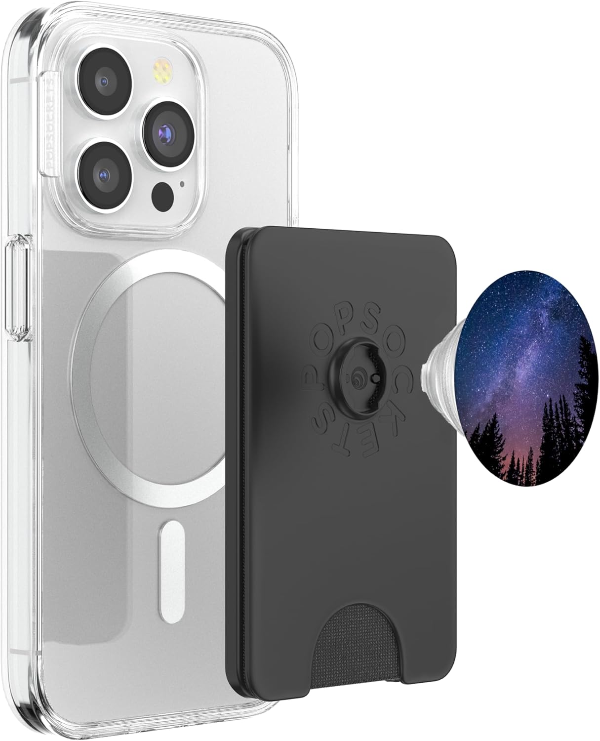 Starry Night Forest Milky Way PopSockets PopWallet for MagSafe