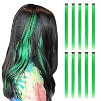 Vista 9 de Extensiones de cabello de colores con clip, rosa claro, 10 piezas de 22 pulgadas, para mujeres, sintéticos