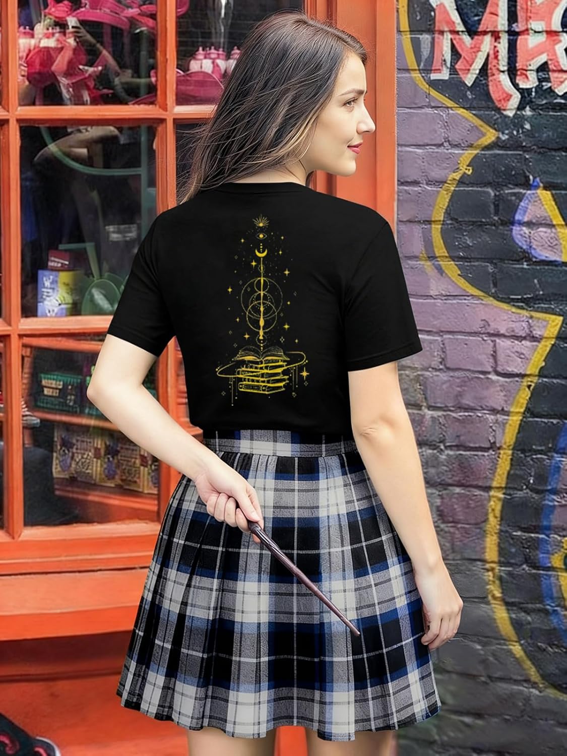 Magical Shirts for Women Book Magic Graphic T-Shirts Magic School Shirt Flourish and Blotts Shirts Wizard Costume Tops - Image 3