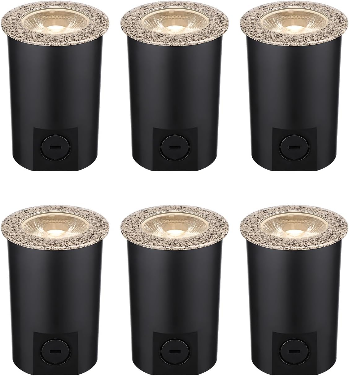 LEONLITE 3W Well Lights Landscape LED In Ground, 320LM 12-24V AC/DC Low Voltage, CRI90 IP67 Waterproof Inground Well Lights Outdoor, Rock Color, Aluminum, Embedded Parts Included, 3000K, Pack of 6