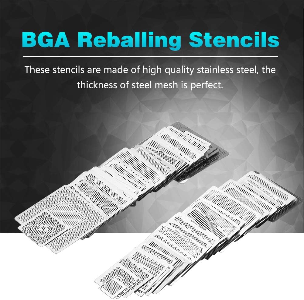 Digital, Universal BGA Reballing, 130 Pieces BGA Reballing Stencils Reballing Rework Net Stencils Steel Stencil Grid Direct Heat Set Kit Electric Soldering Accessories