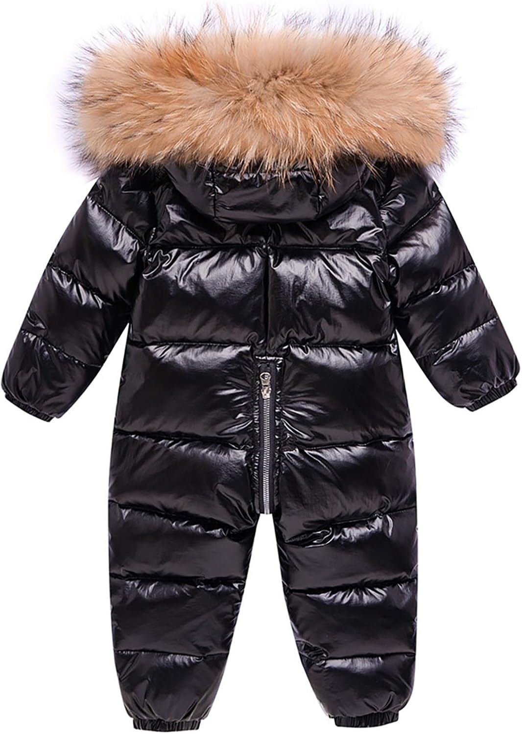 Thicken Down Snowsuit for Toddler Girls Lightweight Hooded 𝗪aterproof 𝗙aux 𝗙𝘂r Jumpsuit Winter Warm Ski Suit