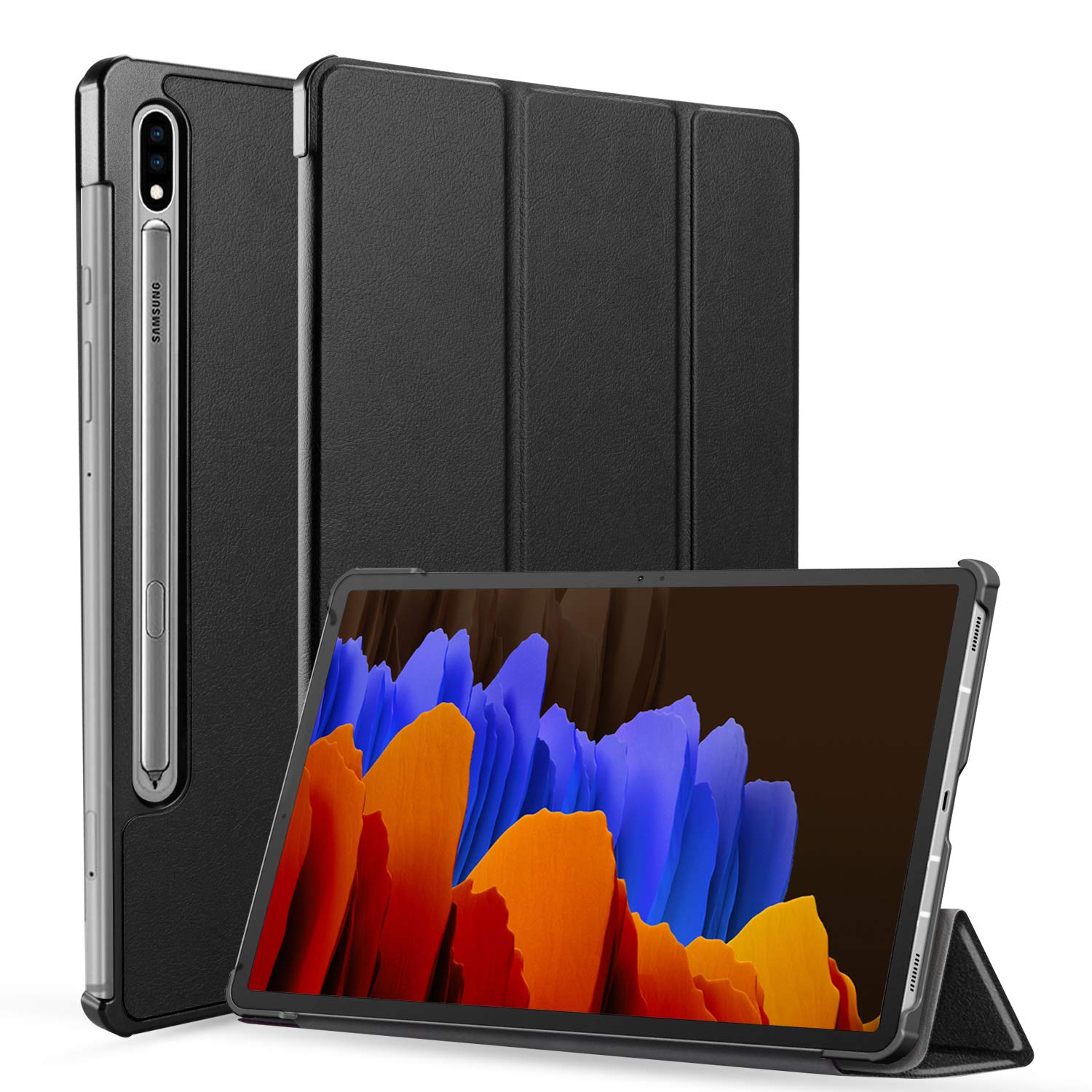 Neepanda Case for Galaxy Tab S7 Plus 12.4 Inch, Slim Tri-Fold Smart Case Cover for Samsung Galaxy Tab S7 Plus 12.4-inch 2020 Release Model SM-T970/T975/T976, [Auto Wake/Sleep] - Black