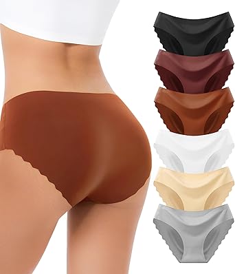 ملابس داخلية سلسة للنساء - عالية الخصر لا تظهر سراويل ، 3D التفاف الورك تغطية كاملة امتد ملخصات 6 حزمة