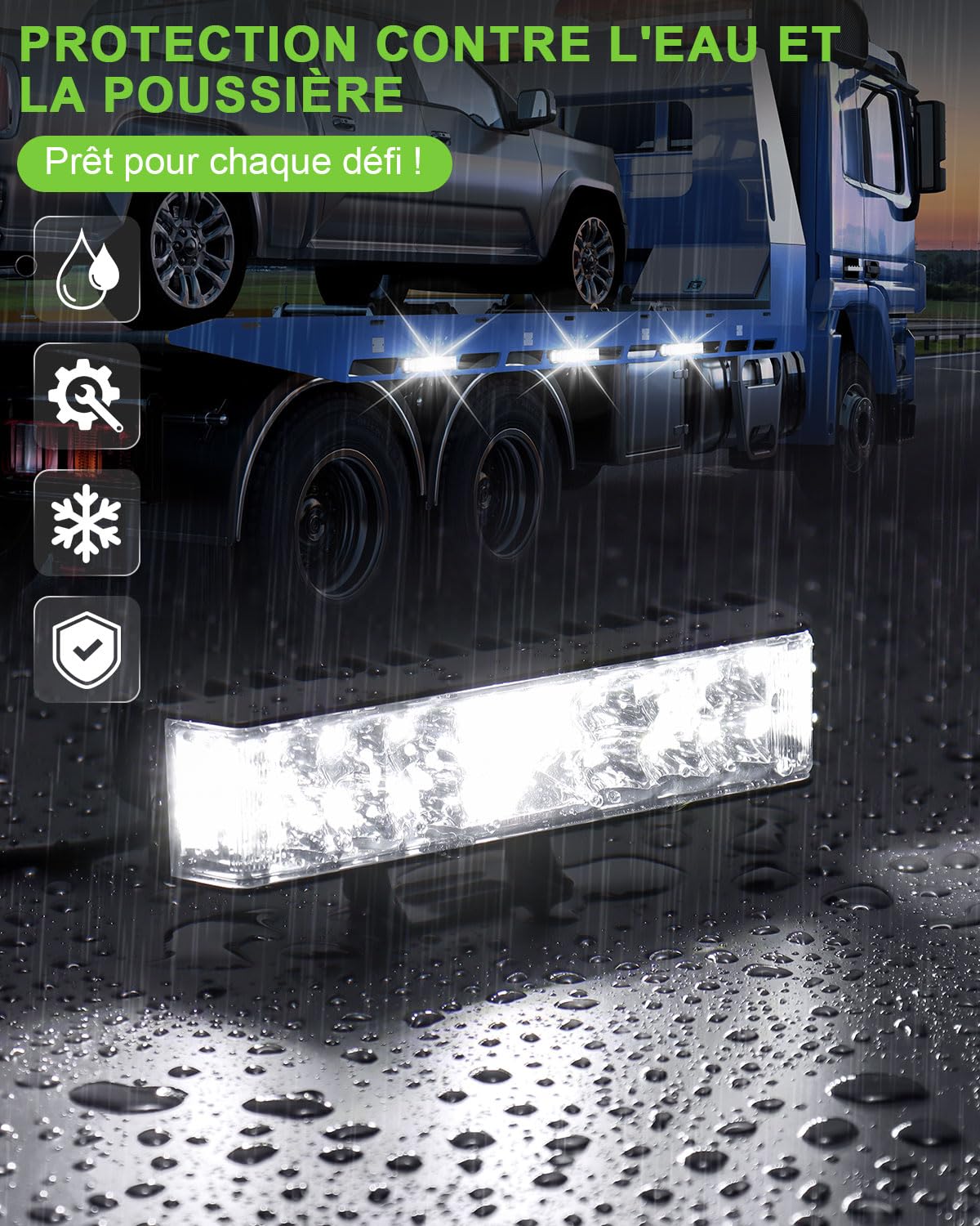 Phare de Travail LED 9-80V 102W pour Véhicule, Lot de 2 | Réflecteur Latéral 270°, 3400 LM, Support Réglable 180°, Feu de Recul pour Tracteur et 4x4, IP65