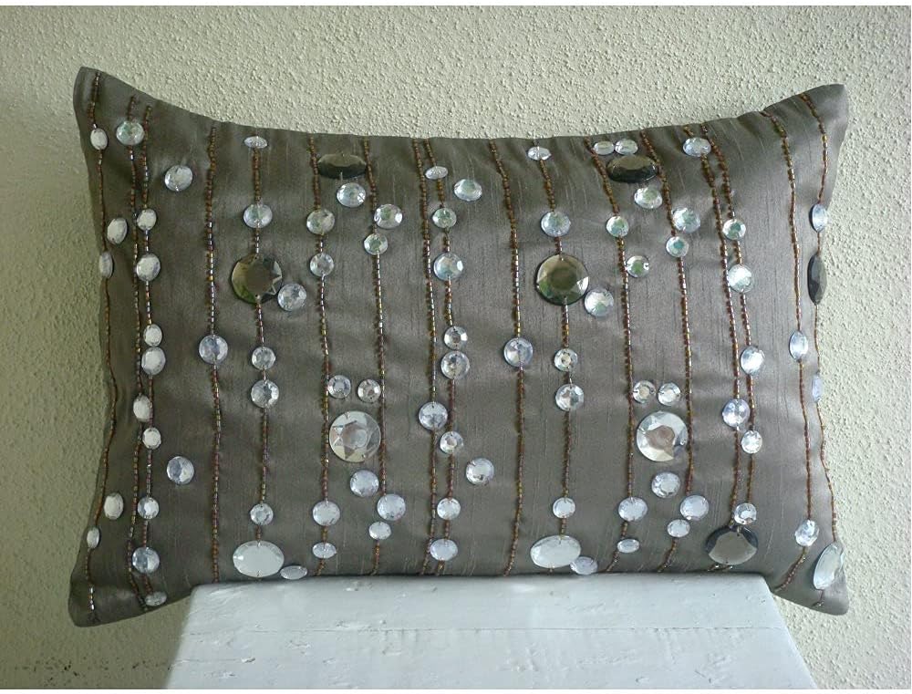The HomeCentric Grey Standard Pillow Shams, Lined Crystals Sparkly Standard Pillow Shams, 20x26 inch (50x65 cm) Silk Standard Pillow Shams, Modern Standard Pillow Shams - Diamond Dreams