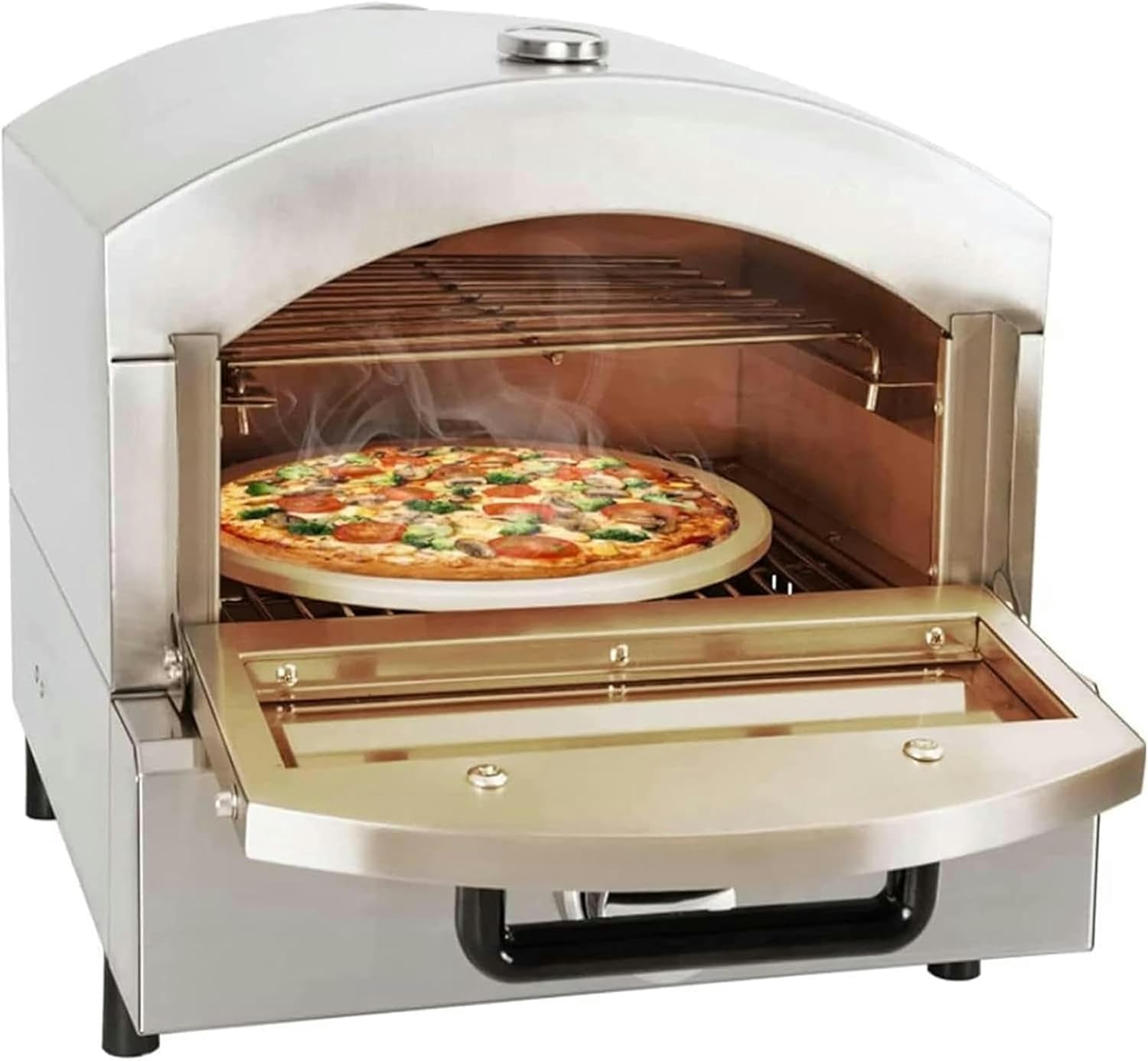 Electric Pizza Oven, 1800W Commercial Single/Double Pizza Drawer Toaster Oven Countertop Stainless Steel Multipurpose Home Restaurant Snack Toaster