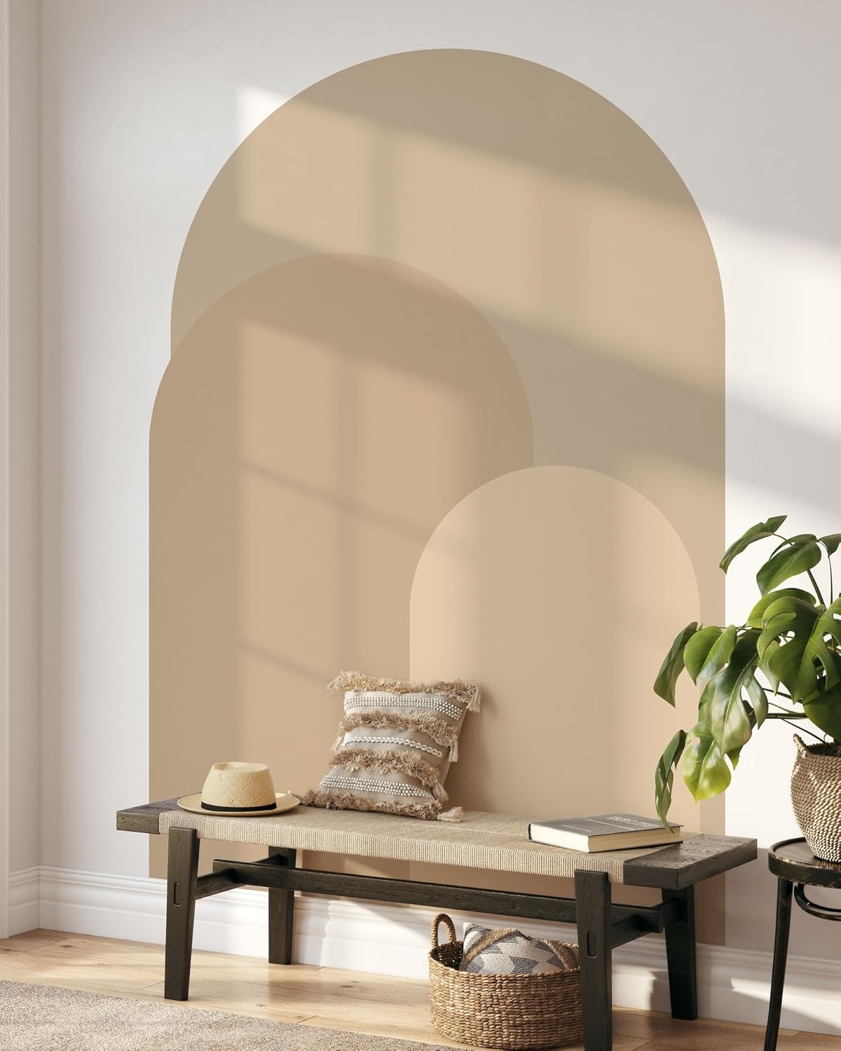 Sand Beige Modern Arch Wall Decal | Peel and Stick Arch Wall Sticker | Removable Self Adhesive Boho Mural | Headboard Sticker (24" W x 48" H)