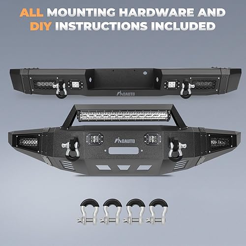 Miniatura 2 de FINDAUTO Parachoques delantero y trasero combinado para Ford 2010-2014 para F-150 parachoques de roca negra con textura mejorada con placa de