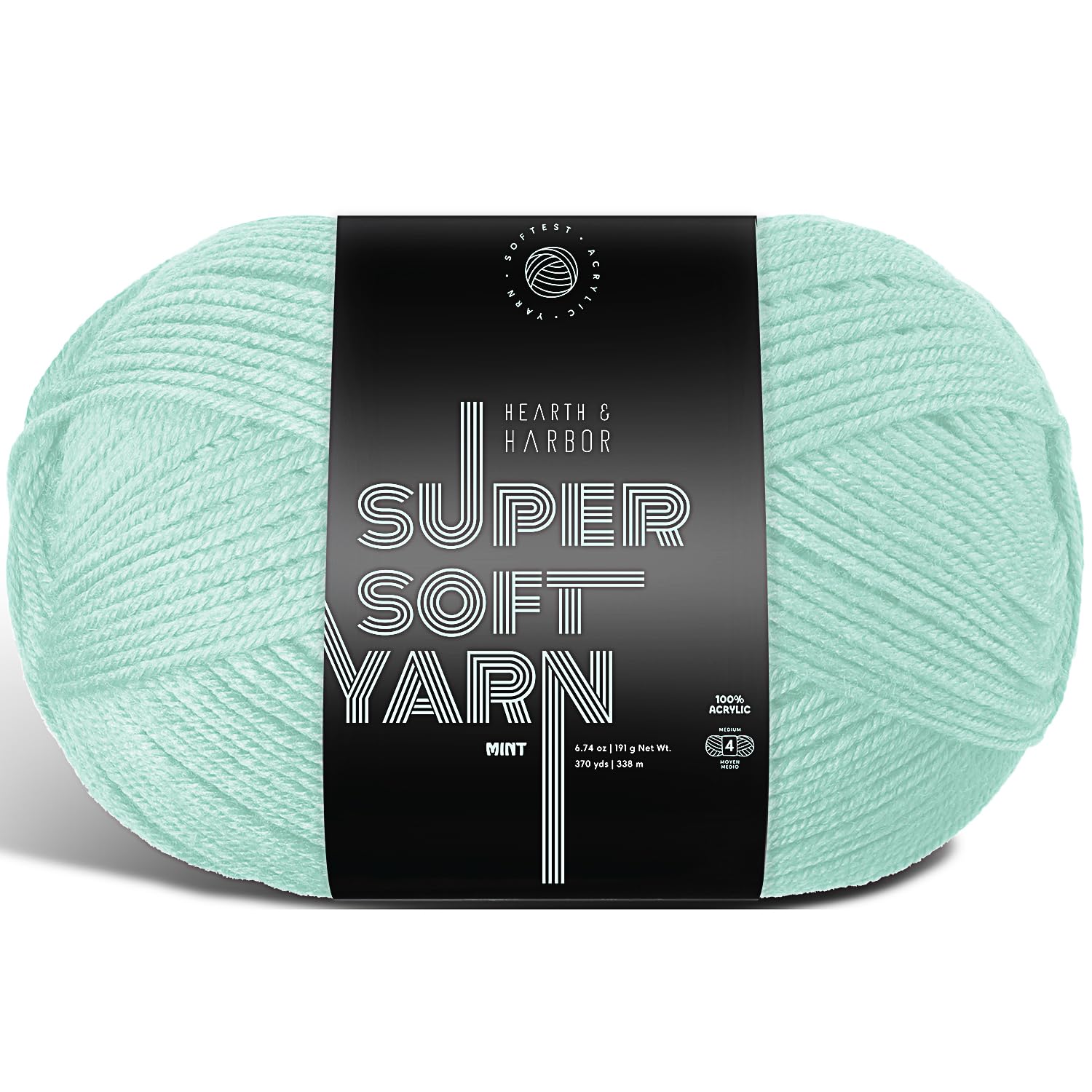 Acrylic Yarn for Crocheting &amp; Knitting – Soft Crochet Yarn for Crocheting, 370 Yards, Perfect for Crafts &amp; Amigurumi, Medium Worsted Weight 4, Mint