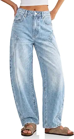 Flowyair Women's Baggy Barrel Jeans High Waisted Wide Leg Denim Pants