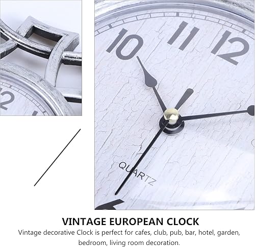 Miniatura 7 de EXCEART Reloj de pared digital grande redondo ahuecado- hacia fuera reloj de pared retro silencioso sin tictac reloj de cuarzo decorativo para