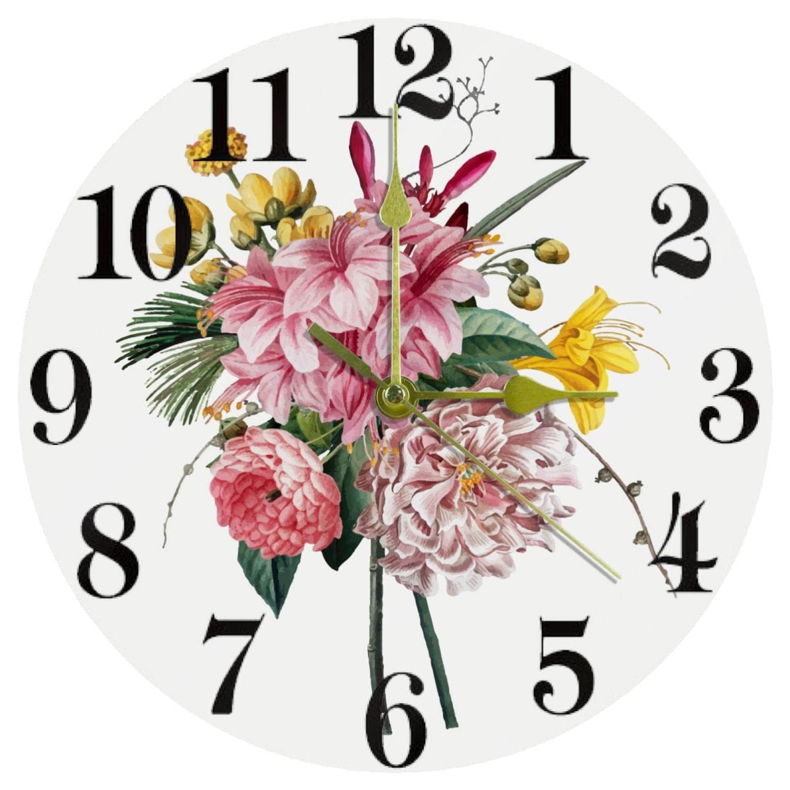 Horloge murale à quartz silencieuse de 25,4 cm ronde pour salon et cuisine