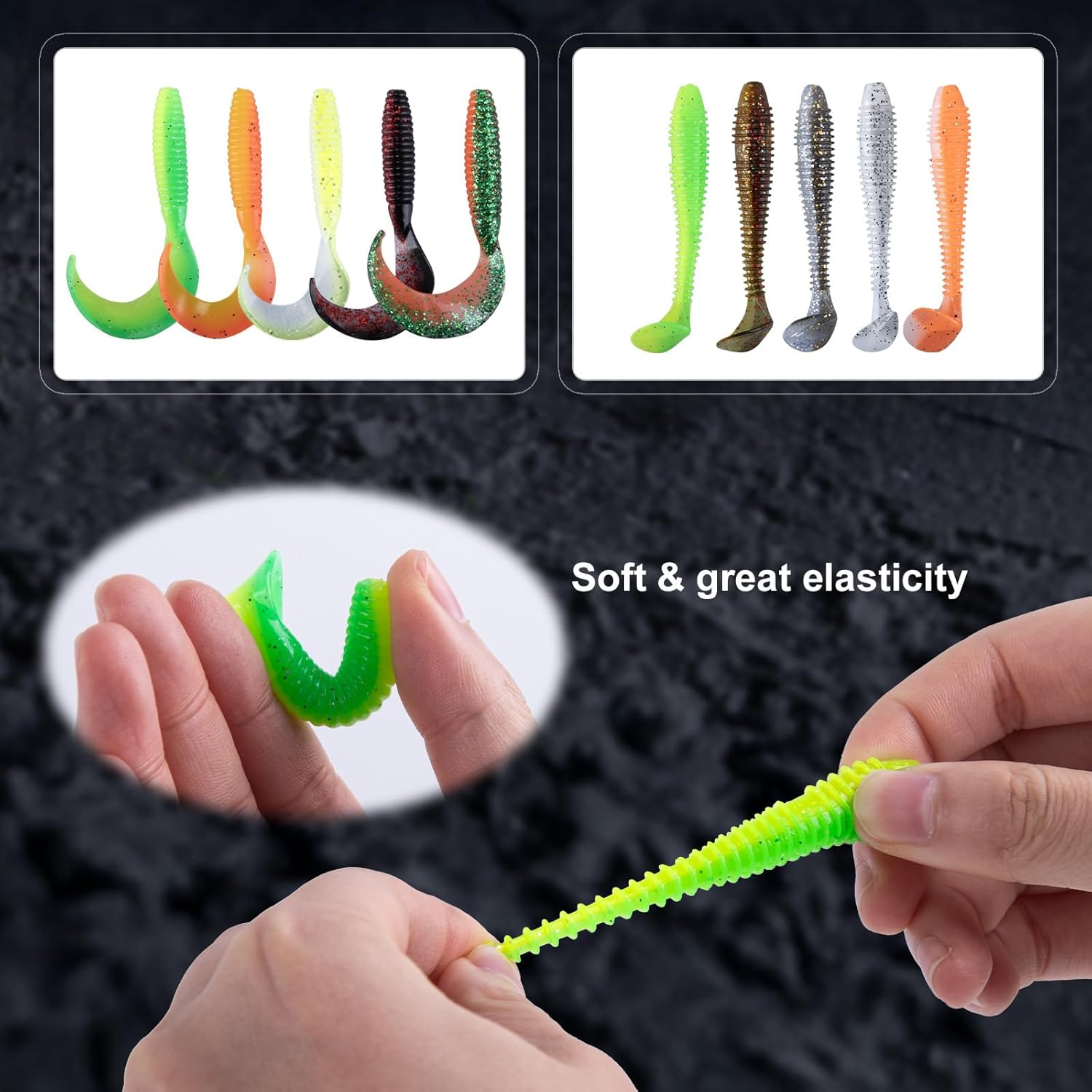 Goture Fishing Lures Kit, 78pcs Bass Fishing Kit Including Soft Plastic Baits, Minnow, Crankbaits, Hooks,Swivels,Sinker Weights, Soft Bait Bag, Freshwater Fishing Gear Bass Lure Set, Gifts of Men