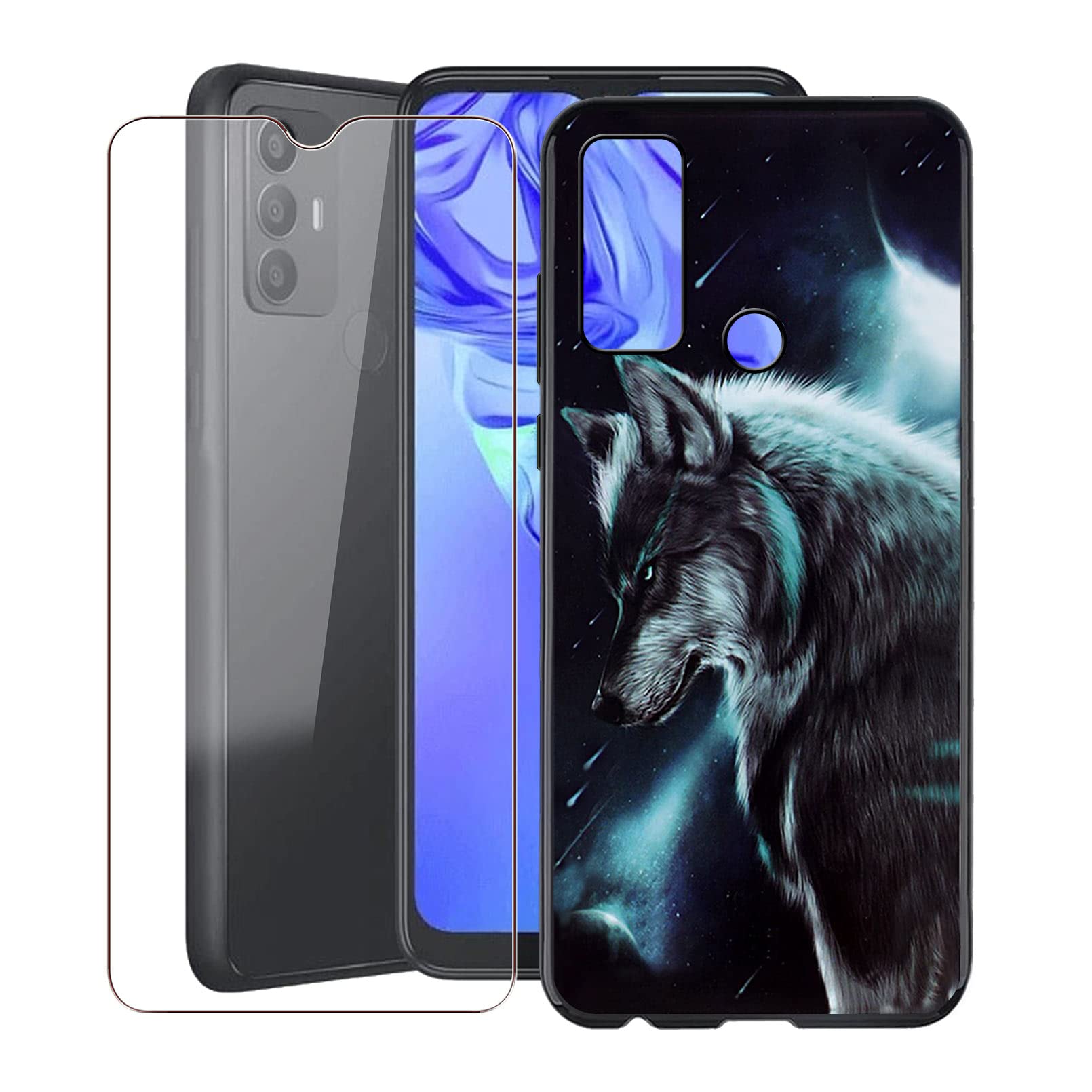 Custodia + Vetro Temperato Per TCL 30 SE (6.52 Pollici) | Cover Morbida TPU Antiurto E Pellicola Protettiva Trasparente