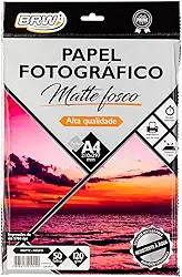 Papel Fotográfico Matte Fosco 180g com 50 Folhas, BRW
