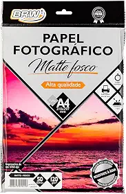 Papel Fotográfico Matte Fosco 180g com 50 Folhas, BRW