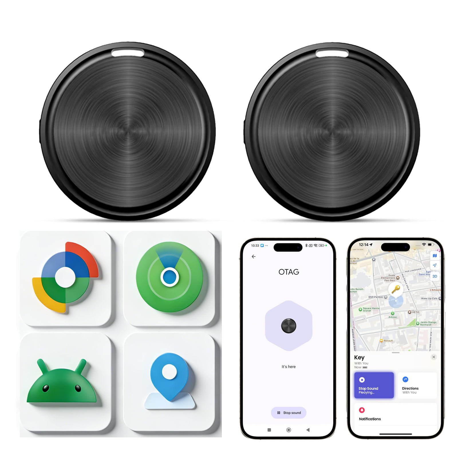 Amazon.com: Air Tags-2 Pack Tracker Tag for iOS and Android, Work