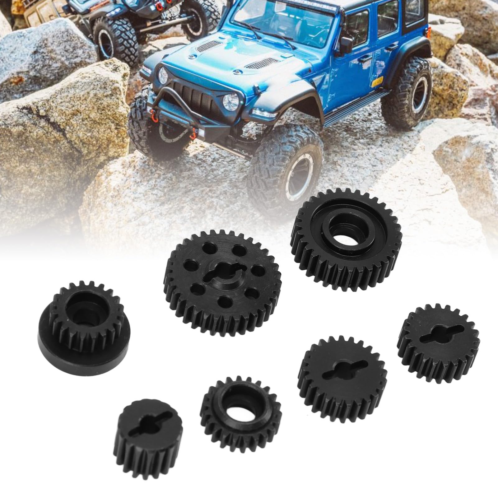 Set di Ingranaggi per Auto RC Scatola di Trasmissione di Ricambio in Acciaio Leggero da 7 Pezzi per Modelli Yikong YK4082 YK4102 YK4103 e Absima Sherpa