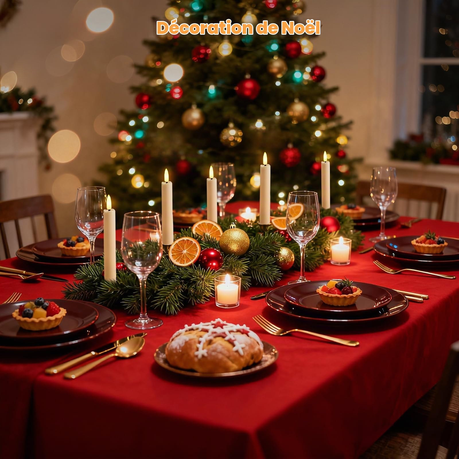 IMAGE Lot de 12 bougies coniques sans flamme avec télécommande, mèche 3D rechargeable, couleur ivoire avec minuterie, ligne de pêche de 100 m, décoration d'intérieur, mariage, anniversaire, Noël
