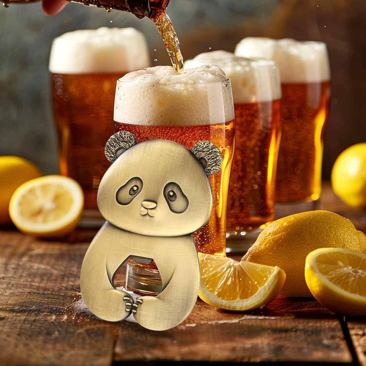 Cute Panda Bottle Opener, Beer Bottle Opener with Bag, Panda, Beer Opener, Unique Beer Gift for Men, Novelty Father's Day Birthday Gift for Men, Women, Bronze image 4