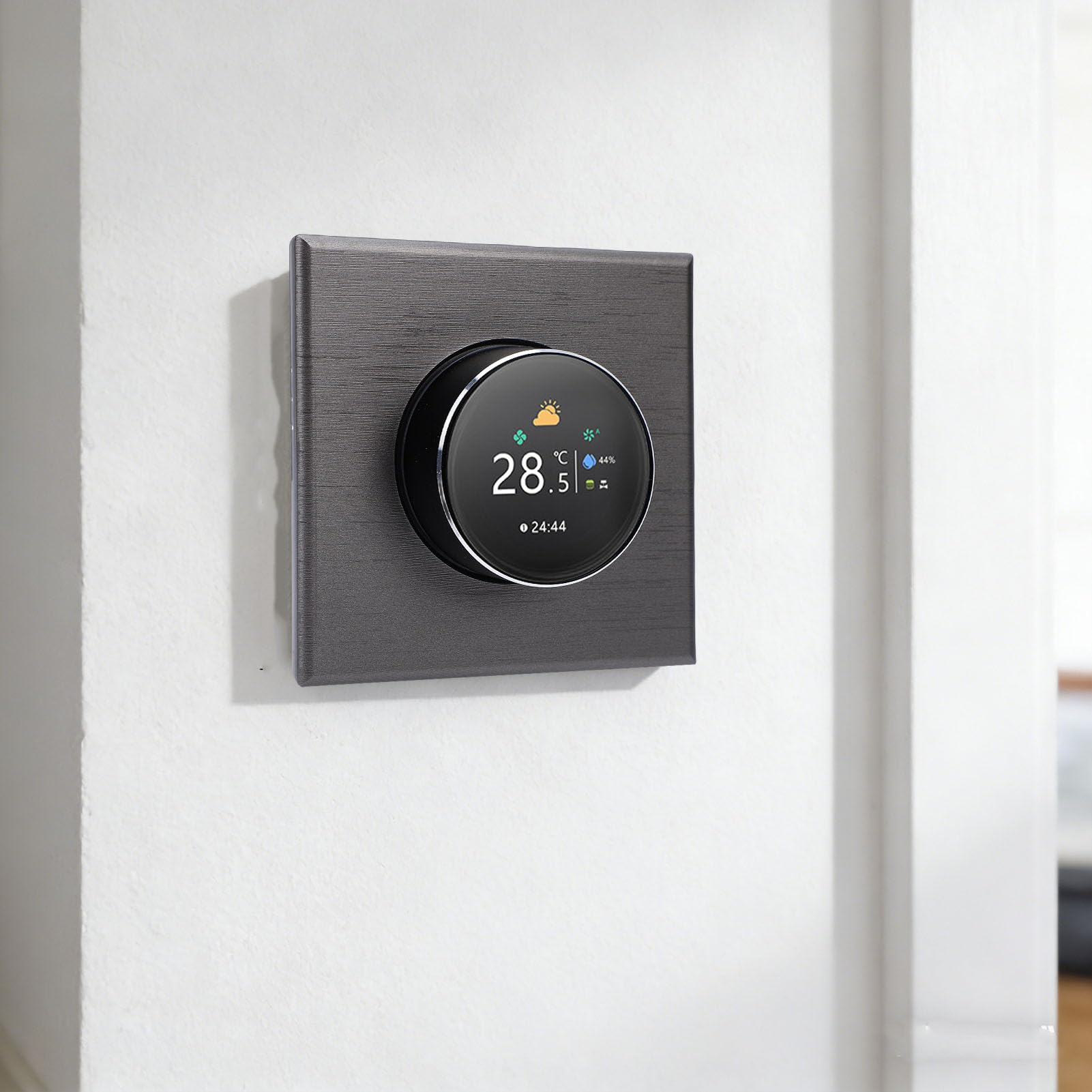 lyrlody Inteligentny Termostat WiFi, Termostat PC ABS z Inteligentnym Pokrętłem z Ekranem TFT 240x240, Pilot z Aplikacji, Programowalny od 41 do 95F, do Domowego Systemu Ogrzewania Podłogowego AC