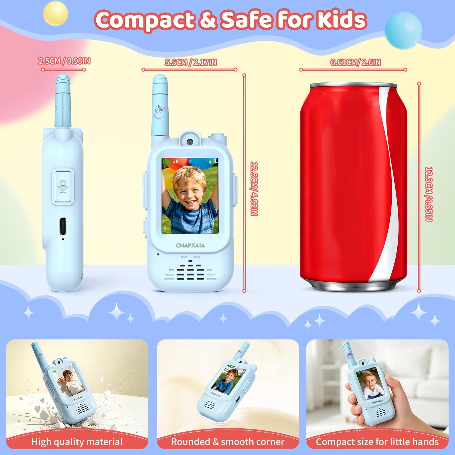 Video Walkie Talkies for Kids, 2 Pack Rechargeable Walkie Talkie with Voice Changer & Chat Hub, Interactive Toy for 3-12 Year Old Boys Girls Birthday Gifts, Indoor Outdoor Play (Blue/Blue)