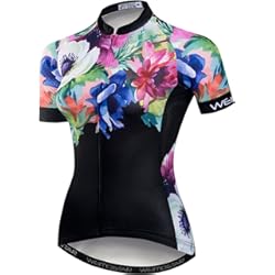 Vestimenta De Ciclista Mujer Maillot de ciclismo para mujer, manga corta, transpirable, con bolsillos, flores