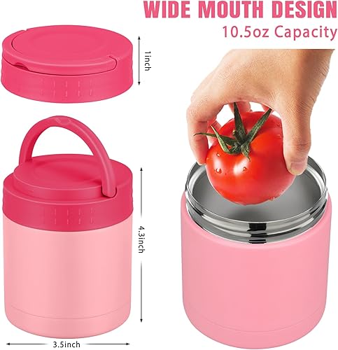 Miniatura 2 de Termo de sopa de 10.5oz para alimentos calientes, tarro de alimentos aislado para niños y adultos con asa, boca ancha, a prueba de fugas,