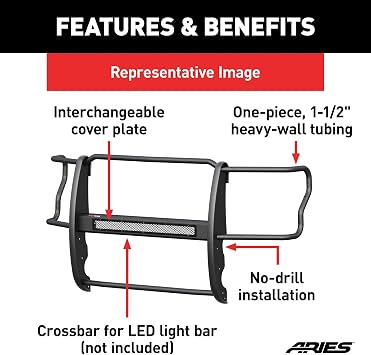 ARIES P3069 Pro Series Black Steel Grille Guard, No-Drill, Fits Select Ford Ranger
