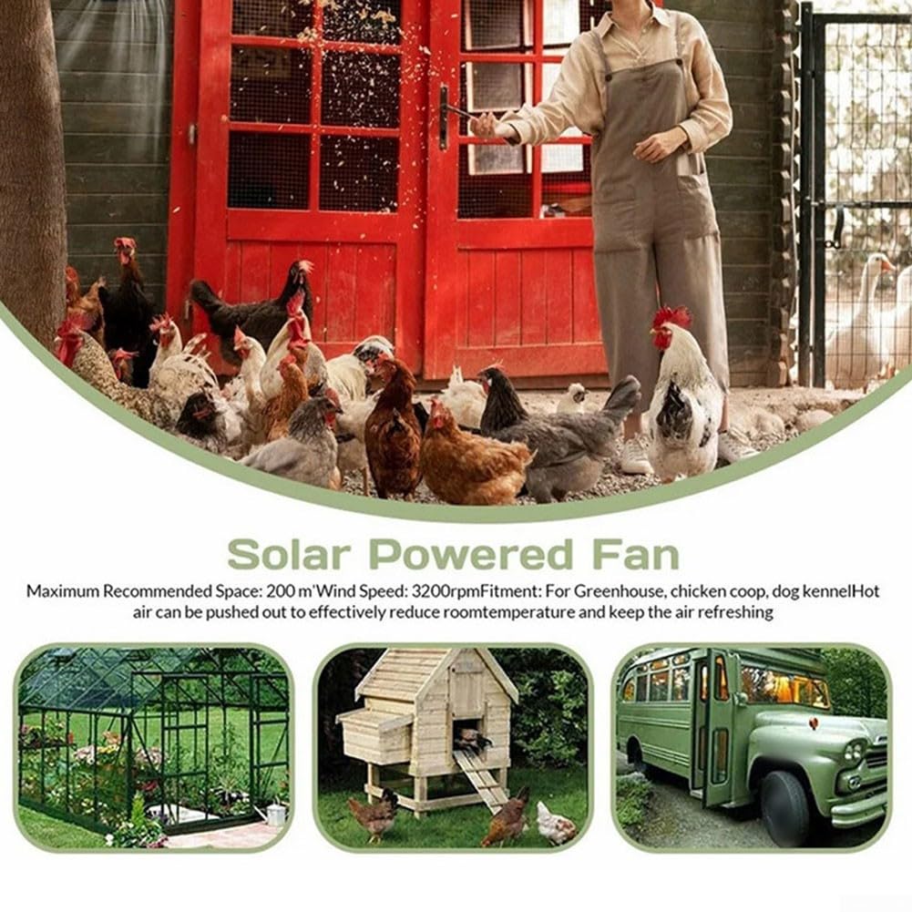 Kit di ventilatori a pannello solare, 100 W, resistente alle intemperie, con ventola CC per piccoli pollai, serre, capannoni, case per animali domestici, scarico delle finestre