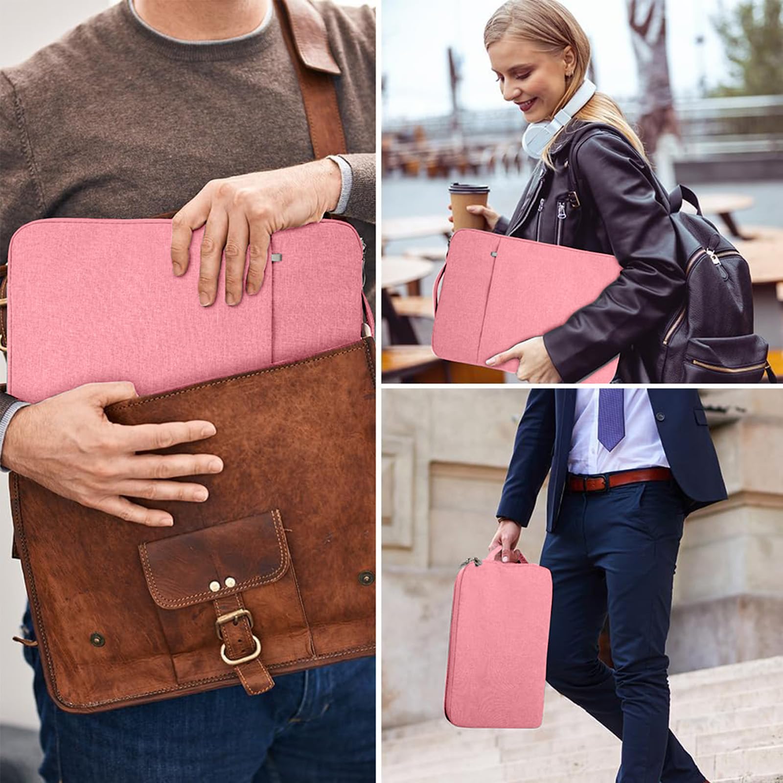 Flintronic Pokrowiec na laptopa 14 cali, wodoodporny pokrowiec na laptopa, przenośna męska torba na laptopa z kieszeniami i przegródkami, kompatybilna z MacBook, Asus, Dell, HUAWEI laptopy 14 cali