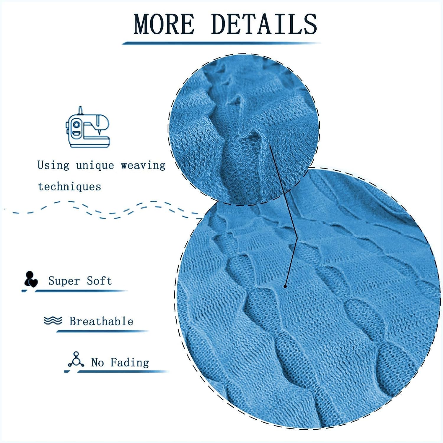 DISSA Knit Blanket Woven Blanket Throws for Sofa Throws for Couch Blanket Cover Boho Throw Blanket for Bed Cozy Super Soft Solid Plush Decorative Throw Blanket with Tassels (Teal, 50"x60")