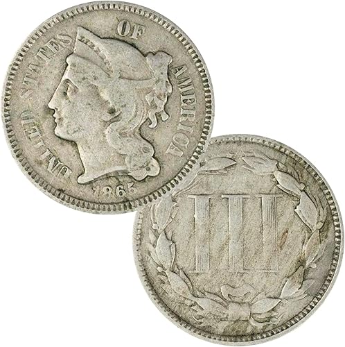 1865-1876 Pieza de tres centavos de níquel G/VG