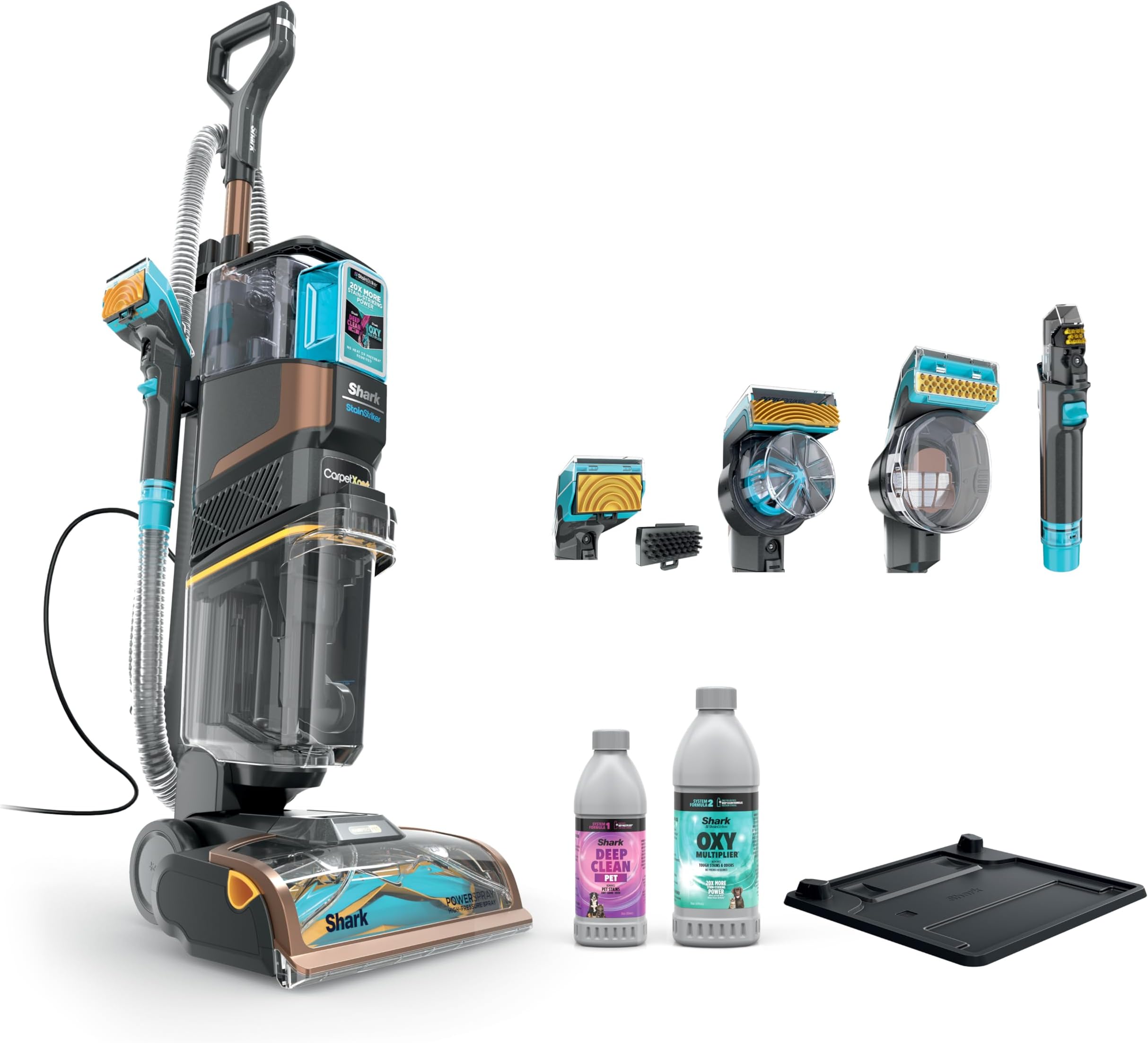 CarpetXpert HairPro | Upright Carpet, Area Rug & Upholstery Cleaner | StainStriker Handheld Tough Stain Remover & Onboard Self Clean | Pet Hair Pickup & Odor Removal | 4 Tools | Copper | EX301
