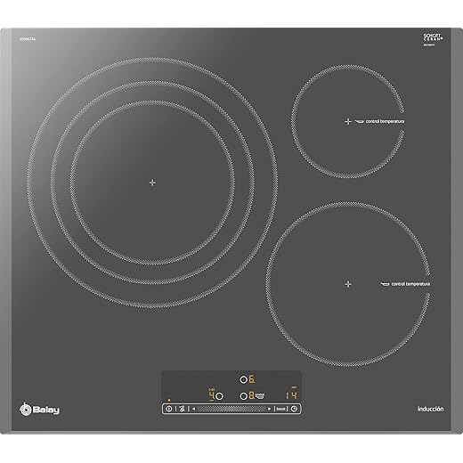 Balay 3EB967AU hobs Titanio Integrado Con - Placa (Titanio, Integrado, Con placa de inducción, 1400 W, Alrededor, 14,5 cm)