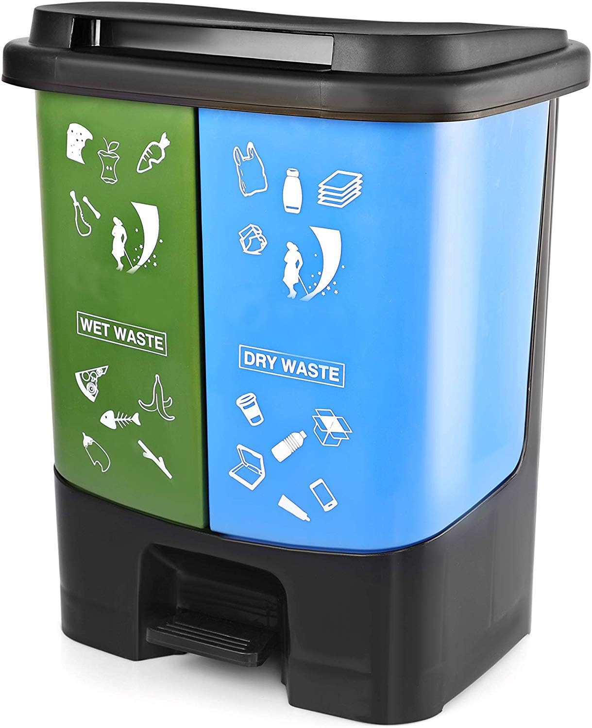 KETWAREPIN Garbage Waste Plastic Dustbin Kitchen Office Home & Commercial Dustbin Recycle Bin 2 in 1 (35 L) (2)
