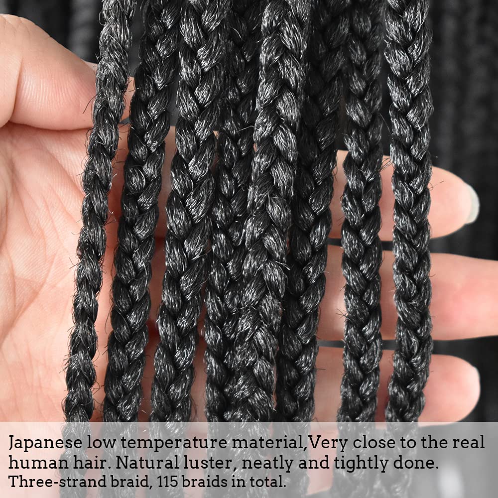 LYRICAL HAIR Twist Micro Box Braids Wigs with Baby Hair for Black Women Hand Tied 13"X7" Swiss Lace Front Lightweight Cornrow Braided Wig Synthetic 30" Long Hair (#1B)