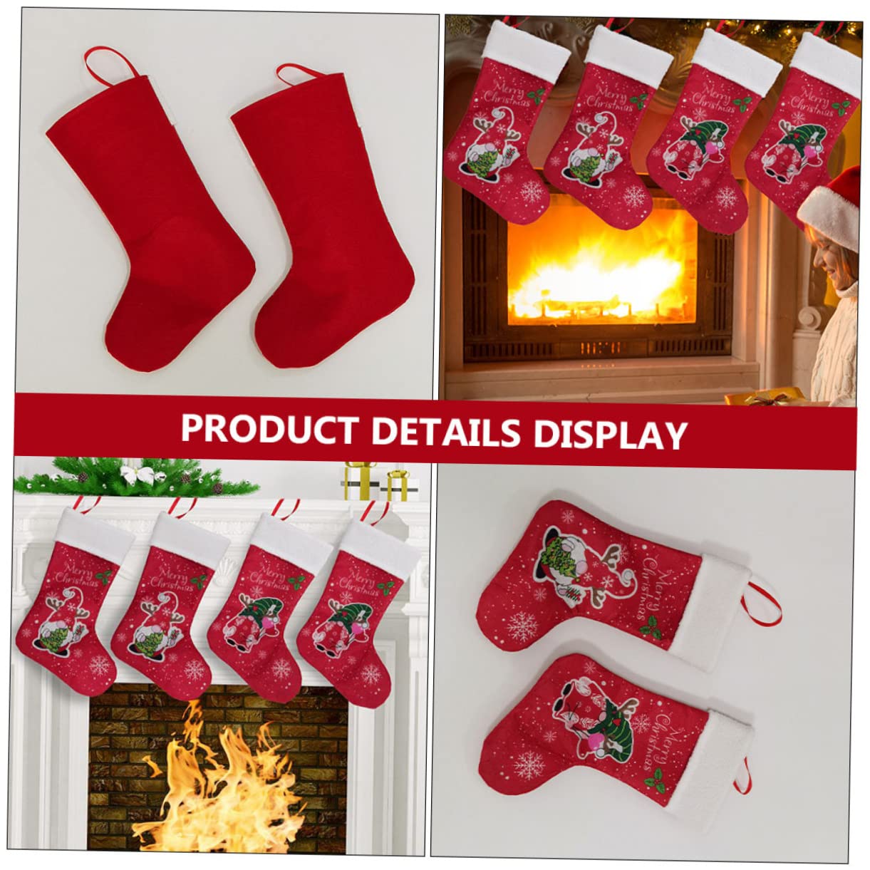 Cabilock 8 Sätze Weihnachtsstrumpf-geschenktüte Baum Weihnachten Weihnachtsstrumpf Mit Füßen Mann Girlande Plüsch Ornamente Dekorationen Hängende Geschenksocken Rot Vliessocken 2 Stück * 8