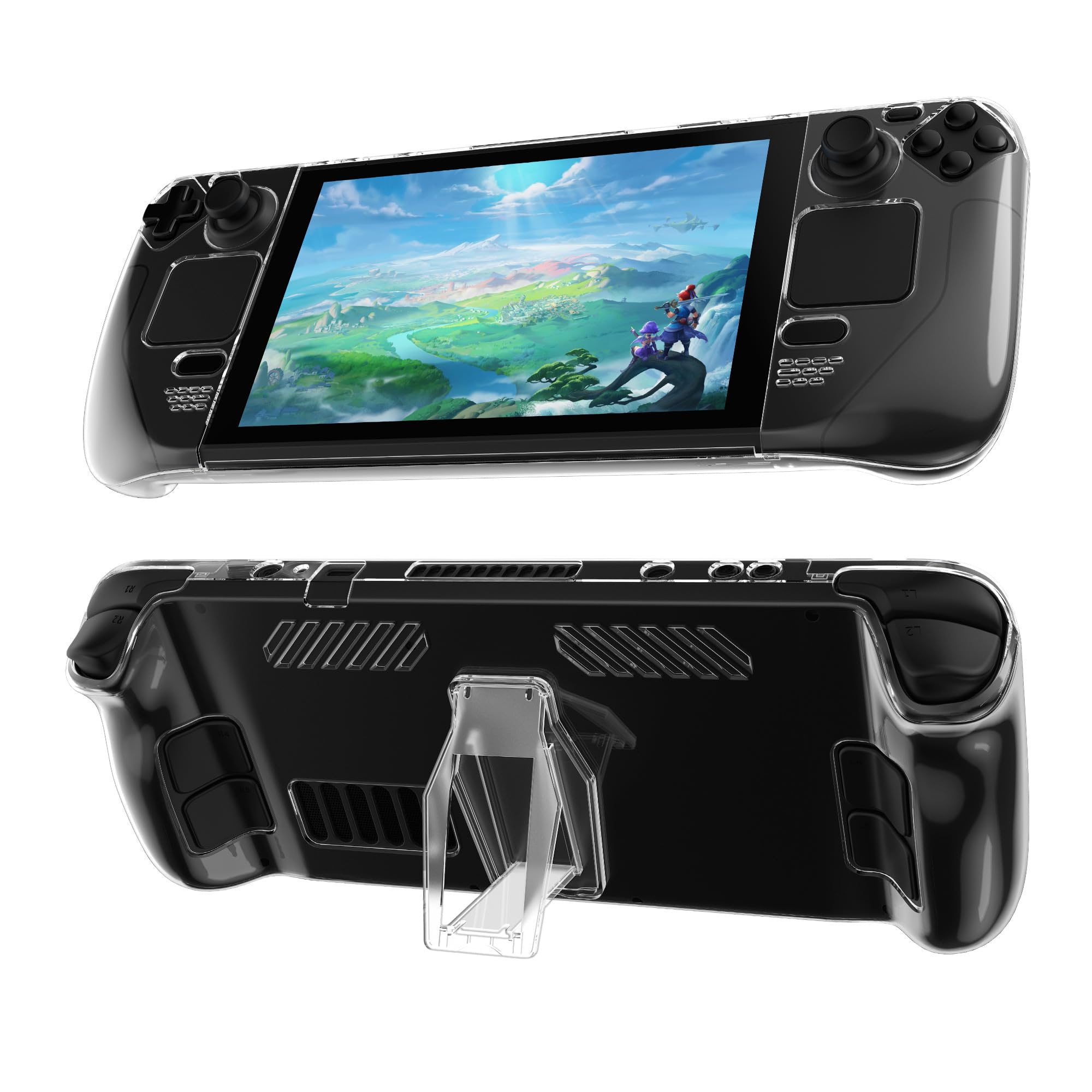 kwmobile Hülle für Valve Steam Deck Cover - Schutz Case mit Ständer - Stoßfeste Schutzhülle für Handheld Konsole - Gaming Zubehör Transparent