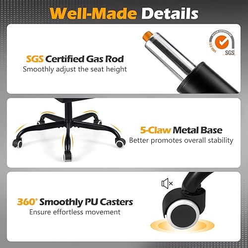 Miniatura 8 de Giantex Silla para videojuegos, silla de escritorio de computadora de altura ajustable con reposacabezas, soporte lumbar, reposabrazos de
