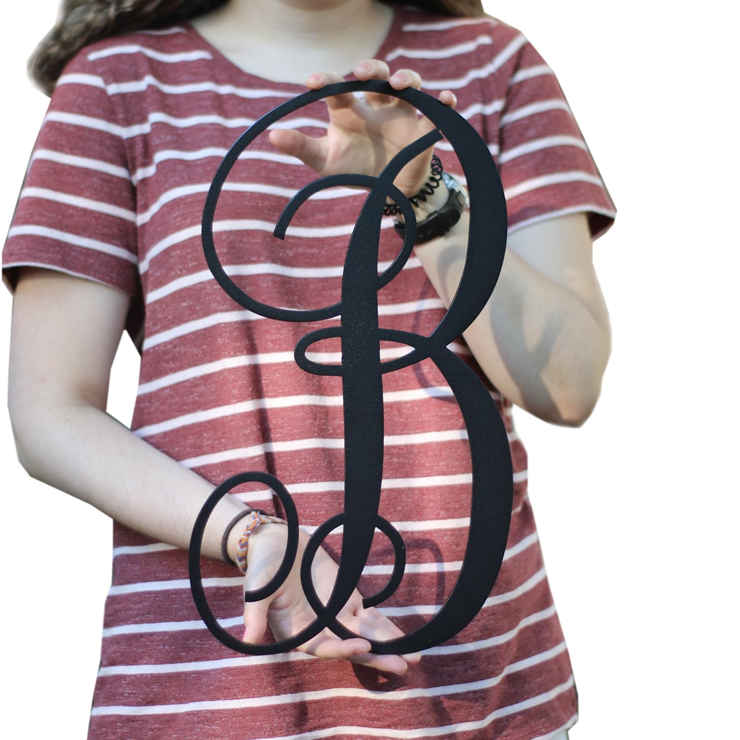 Main Street Steel 12-24 inch tall Single Letter Curly Font Steel Monogram for Room or Nursery Decor Wall Art or Wall Hanging Indoor or Outdoor LARGE