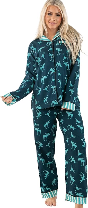 Lazy One Button-Down Adult Pajama Set, Classic Button-Down Shirt and Pants Pjs