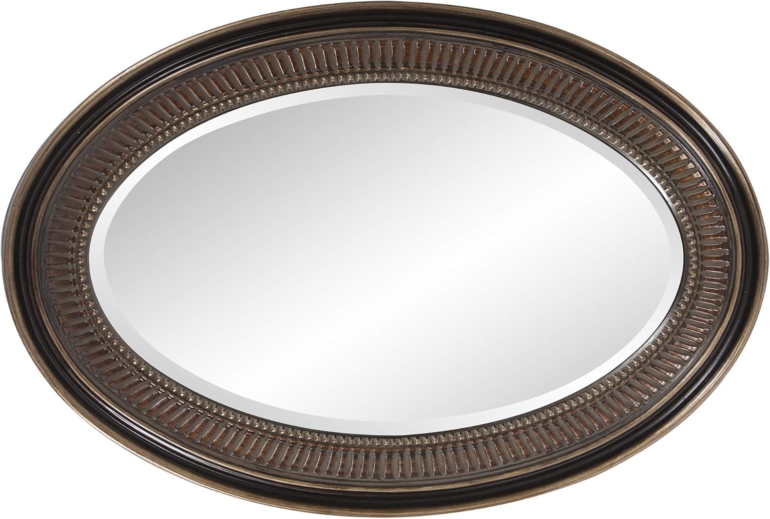 Howard Elliott Collection Ethan Bronze Oval Decorative Wall Hanging Mirror, Resin Frame Vanity Mirror Pefect Home Decor, 21 x 31 Inch