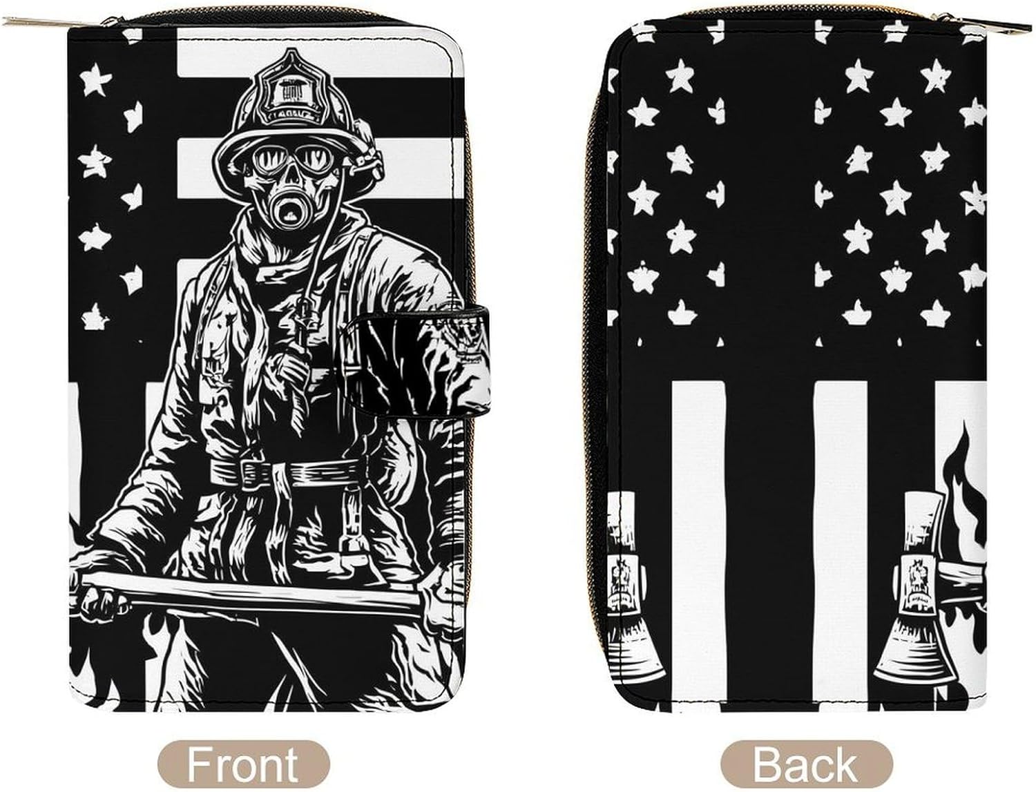 U.S.A Firefighter Fire Fighting Hero Womens Wallet for Men Slim Purse Clutch Handbag with Card Holder